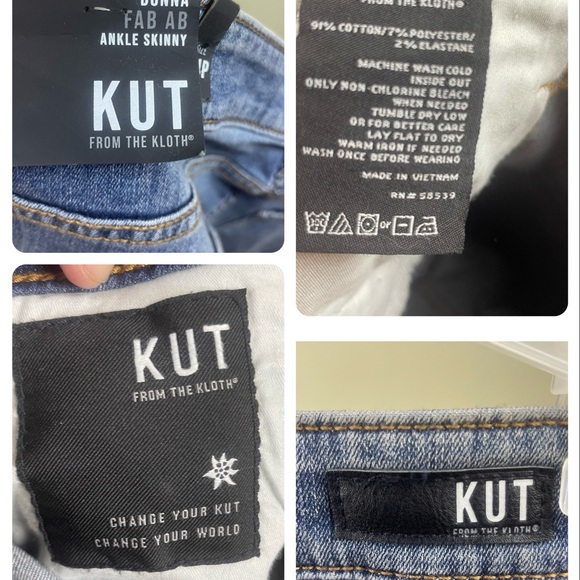 NWT KUT Fron the Kloth 00HIGH RISE DENIM FAB Ankle Skin Button Fly Sz 14P - Picture 4 of 14